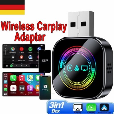 3in1 LCD Mirror Mini Slim   Wireless CarPlay & IOS Android Auto Adapter Dongle