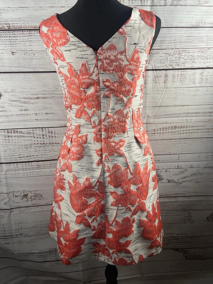 Donna Ricco New York  Mini Dress Women’s 4 Floral Red Stripes Sleeveless - Image 2 of 4