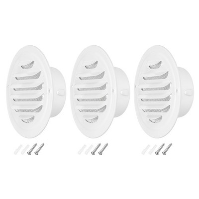 3 Inch Round Soffit Vent, 3pcs Stainless Steel Wall Vent Grille Cover, White