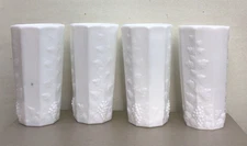 Vtg WESTMORELAND 4 MILK GLASS ICED TEA GLASSES Paneled Grape Tumblers 6” Unused