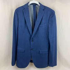 John Varvatos Varick Two Button Casual Blazer Jacket Knit Cotton Blend Blue 38R