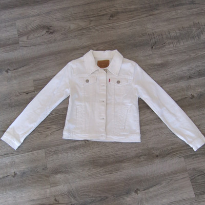 Levi Strauss & Co. Girls White Denim Jacket Button Long Sleeve 10-12 Years