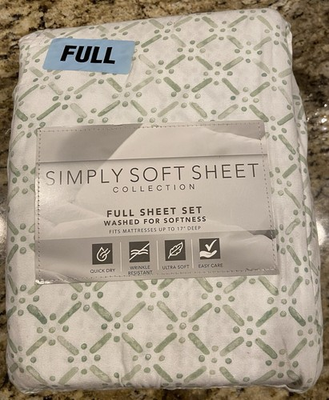 #ad Simply Soft Collection Full Double Sheet Set 4 Piece Green $28.00