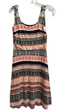 Loft Aztec SouthWest Print Knit Sleeveless Soft Dress Size 0 Orange Black  NWT