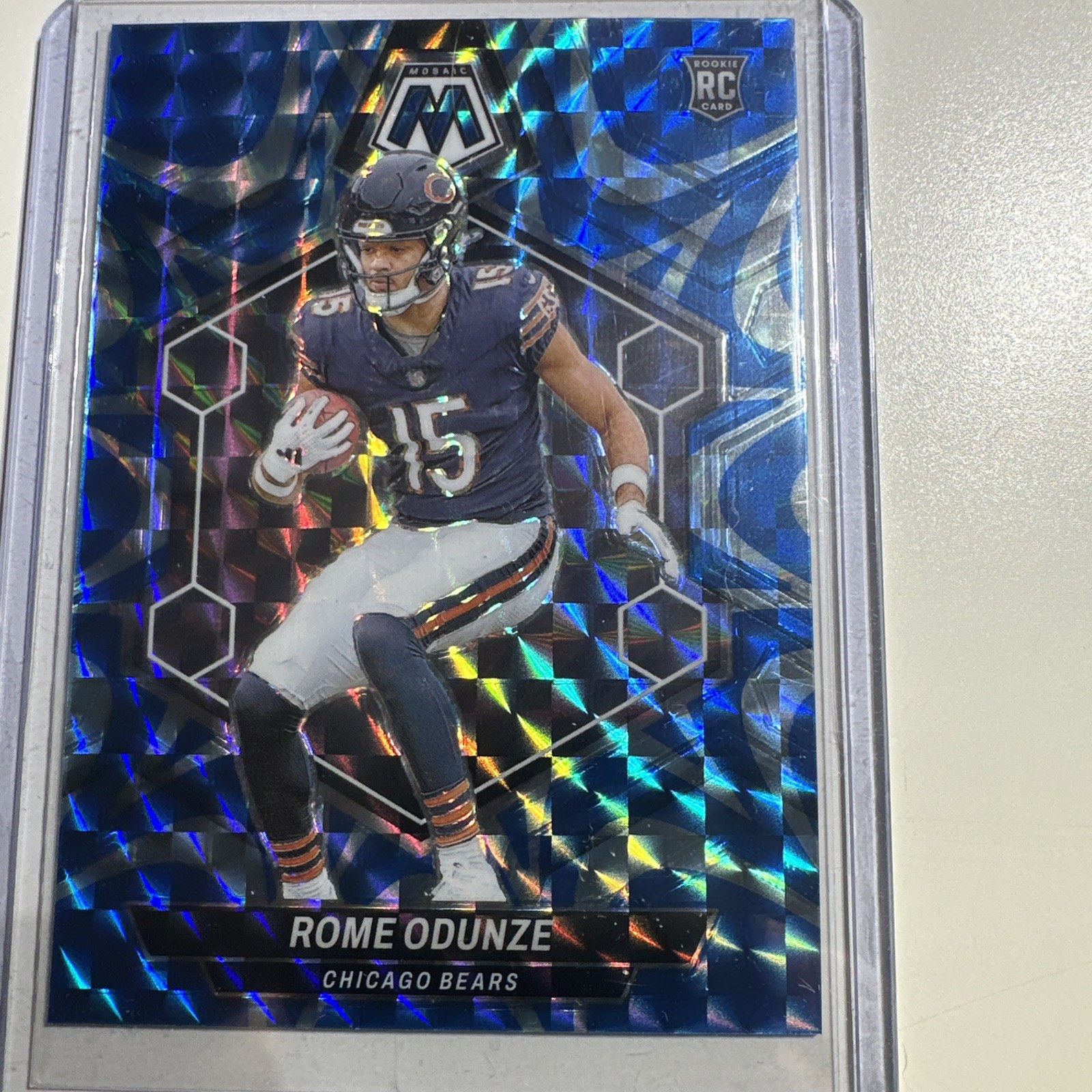 2024 Panini Mosaic - Rookies Rome Odunze #309 Reactive Blue Mosaic Prizm (RC)