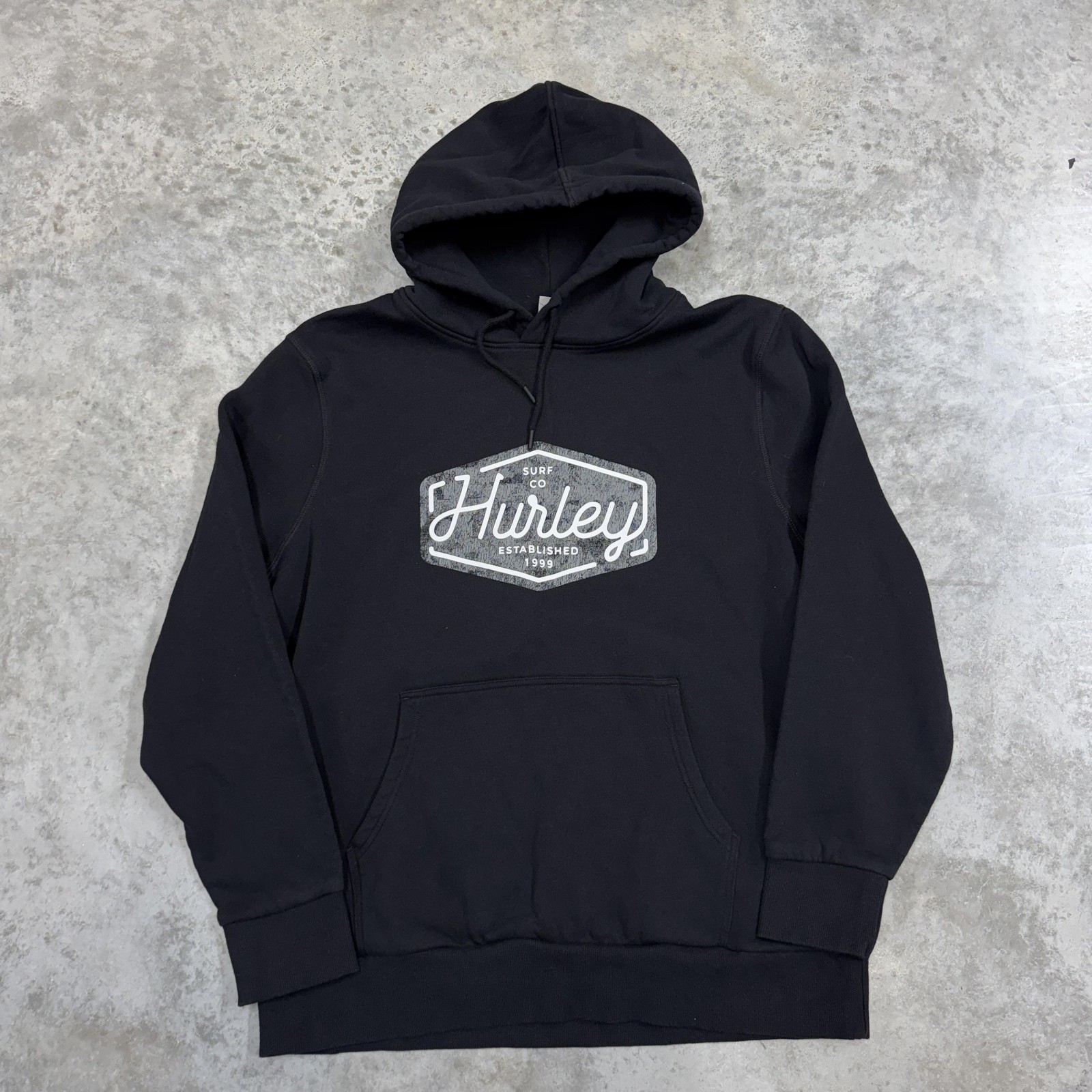 Hurley Hoodie Sweatshirt Mens XL Black Surf Co Logo Graphic Pullover Fleece