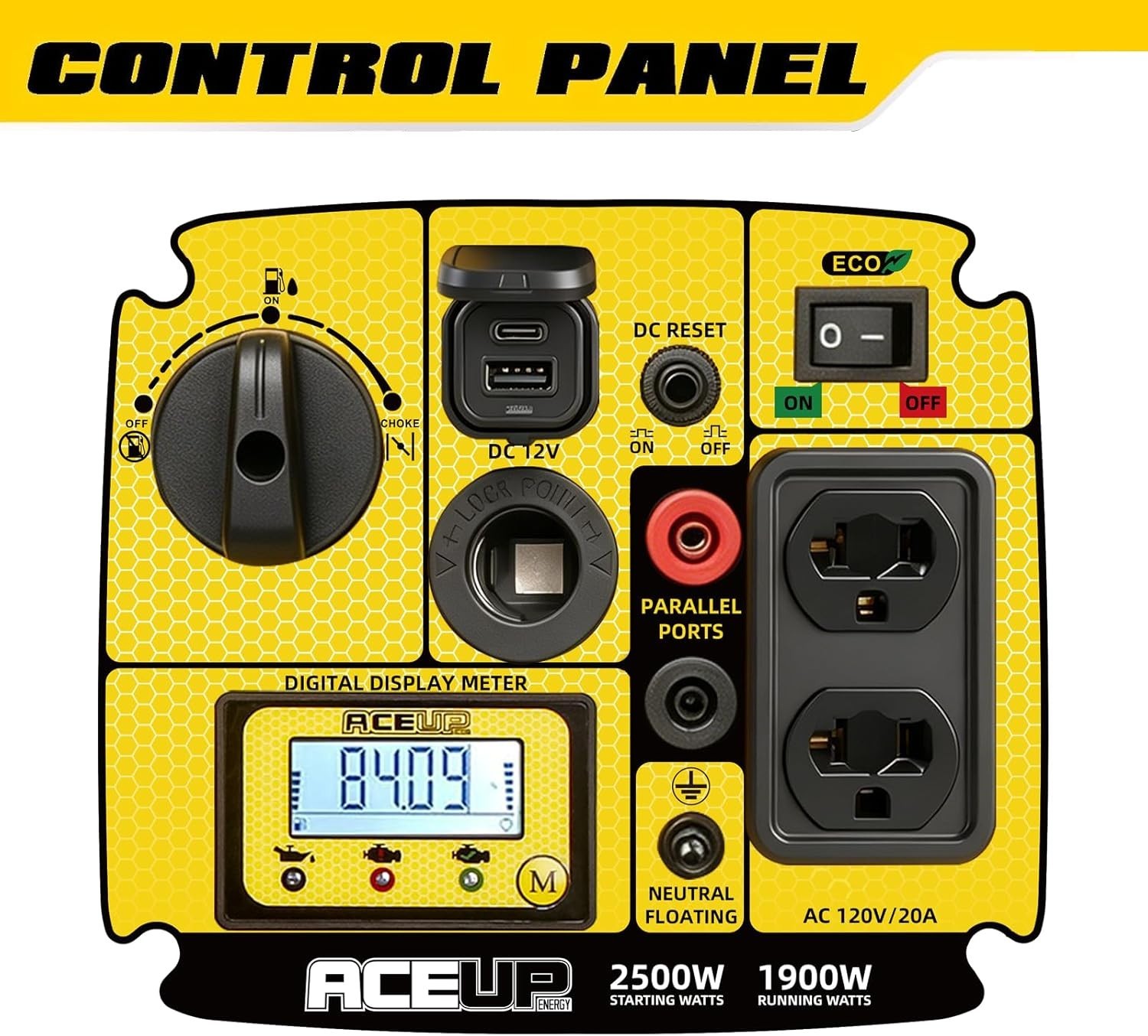 Aceup Energy 2500 Watt Portable Inverter Generator 80cc Gas Powered alternate view 3