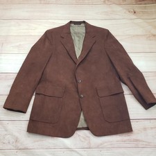 Vintage Doncaster Sport Coat Mens 44 Brown Suede Two Button Blazer Lined 70s