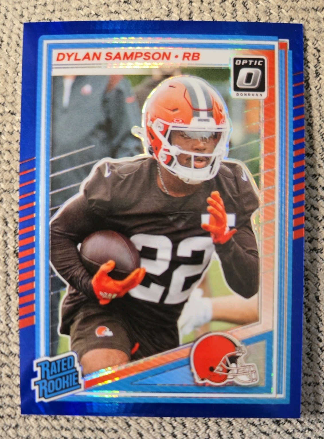 2025 Donruss Optic Dylan Sampson Rated Rookie Blue Hyper Prizm #238 RC Browns