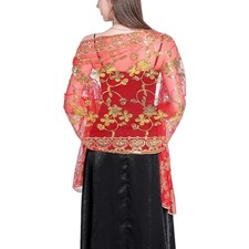 Sequin Floral Shawls and Wraps for Evening Dresses,Women sparkly Red Gold