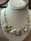 VTG 18” LONNIE LOVNESS WHITE & GOLD BEADED NECKLACE -Costume Jewelry
