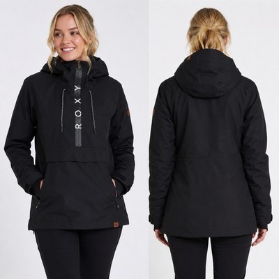 ROXY Women s Large Black DryFlight 10K Anorak Ski Snowboard Jacket Hooded
