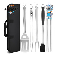 GrillzubehöR Set Edelstahl 9-Teilig Bbq Werkzeug FüR Outdoor Grill Camping