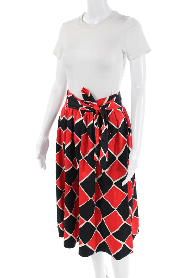 Saint Laurent Womens Geometric Print A Line Maxi Skirt Black Red Size EUR 40 - Image 2 of 4
