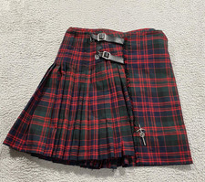 The Kilt Skirt Mens 34/36 Red Green Tartan Pleated Buckle Wrap Scottish