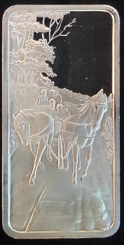 1975 Hayride America The Beautiful Hamilton Mint Bulli-0.999 Silver 1 Oz Art Bar