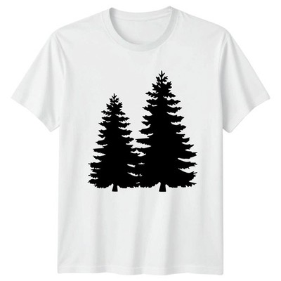 Pine Tree Forest Silhouette Natur T-Shirt Wandern Camping Outdoor