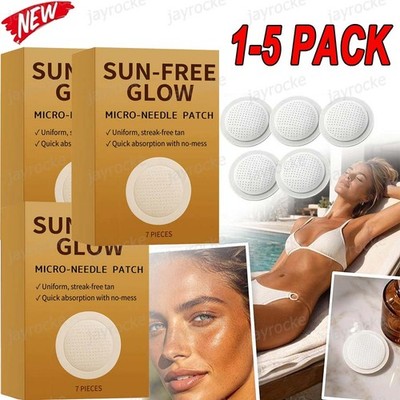 1-5PACK Sun-Free Glow Micro-Needle Tanning Patch   Face & Body, Streak-Free Tan