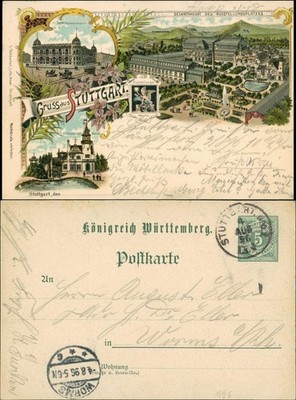 Postcard litho postcard Stuttgart MB: exhibition place 1896