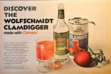 The Wolfschmidt Clamdigger made with Clamato Vodka Motts-1968 Vintage Print Ad
