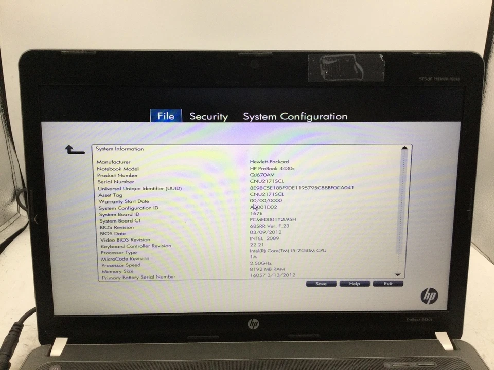HP PROBOOK 4430s - BOOTS TO BIOS - INTEL I5 2450M - 8GB RAM -READ DESCRIPTION-BB - Image 2 of 4