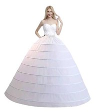 Women's 8 Hoops Super Puffy Petticoats Half Slip Skirt Floor One Size White
