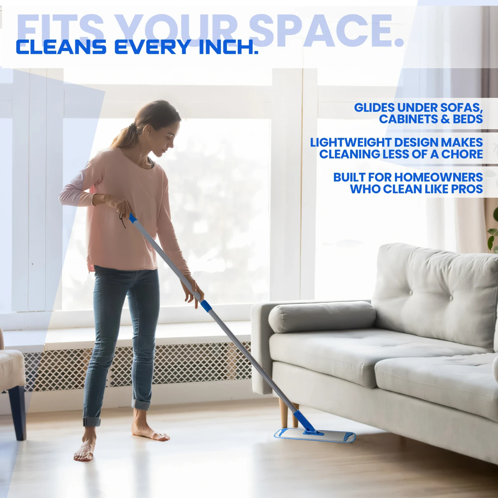 18" Microfiber Flat Floor Mop Heavy-Duty for Commercial Use with Aluminum Handle