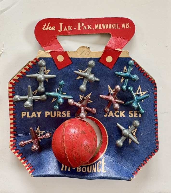 Jak Pak, Inc. USA play purse Jacks Set . Milwaukee WI. Vintage Toy