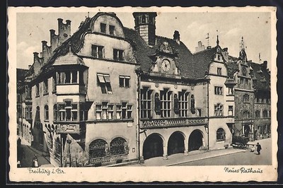Postcard Freiburg i. Br., New Town Hall 