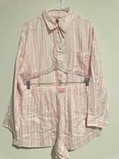 Victoria's Secret Striped Pink Shirt and Shorts Pajama Set Women's XL NWT