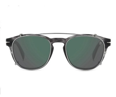 NEW DAVID BECKHAM DB 1117/CS 02W8 MT Gray Frame Green Lens Clip On Sunglasses