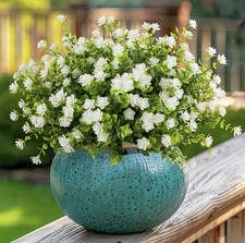 20 pcs Artificial Flowers UV Resistant No Fade Fake For All Occasion white 