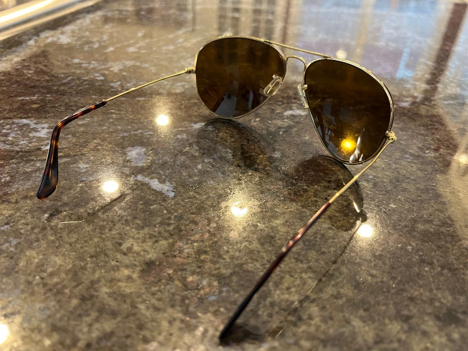 B&L Ray Ban Aviator Sunglasses 62 14 Gold Frame Brown Lenses USA License 62014 - Image 4 of 4