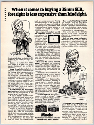 1978 Print Ad Minolta Camera 35mm SLR Foresight is Less Expensive Than Hindsight