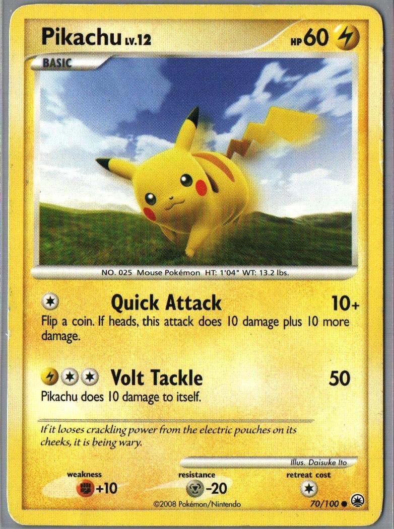 Pikachu 70/100 Common Majestic Dawn Pokemon Reverse Holo Damaged