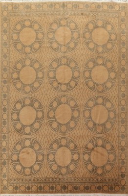 Nepalese Wool Area Rug 10x14 Handmade Vegetable Dye Geometric for Living Room