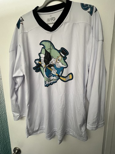 San Jose Barracuda Cleveland Barons Throwback Hockey Jersey Adult XL White FG