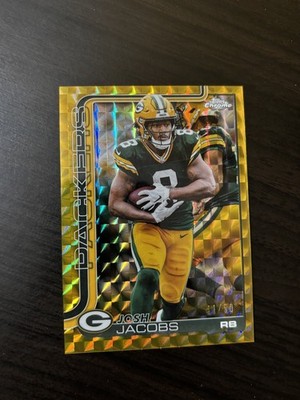 Josh Jacobs 2025 Topps Chrome Gold Geometric Refractor /50 #110 SSP GB Packers