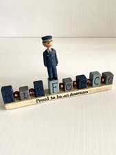 Blossom Bucket Suzi Military Air Force Figurine Word Block Saying America Decor