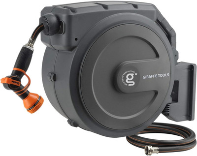 Giraffe Tools Retractable Garden Hose Reel 1/2 Inch X 130 Ft, Super Heavy Duty,