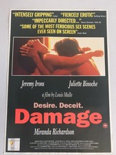 Damage. Jeremy Irons. Original UK Video Shop Poster.