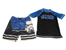 Youth Star Wars Matching Swim Trunks & Rash Guard Tee Size Small