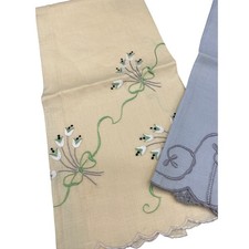 2 VTG handstitched embroidered handkerchiefs napkin