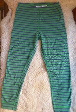 Hanna Andersson Kids Long John Pajama Pants Size 130 US 8 Green Purple Stripe