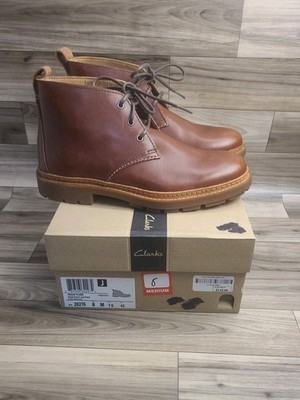 Clarks Trace Flare Chukka Boots Lace-up Shoes Mens 8 Mahogany Leather New W/box