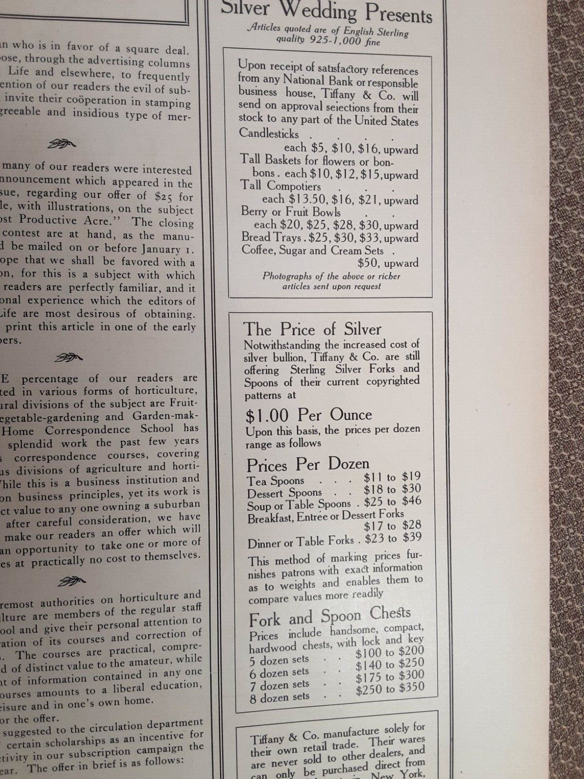 1907 TIFFANY & Co. SILVER Magazine AD~AUSTIN BISCUIT~Boston Area DOG KENNELS