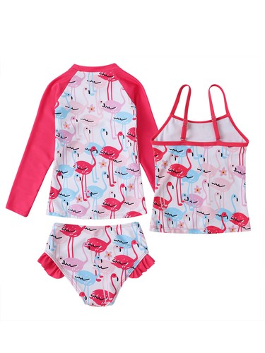 Kids Girls Rashguard Set Cami Swimsuit 3Pcs Swimwear Quickly Dry Bathing Suit - Picture 11 of 40