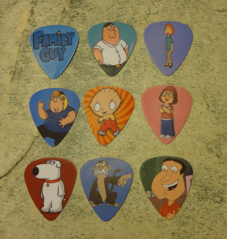 Family Guy SINGLE SIDED PICTURE GUITAR PICKS Set of 9