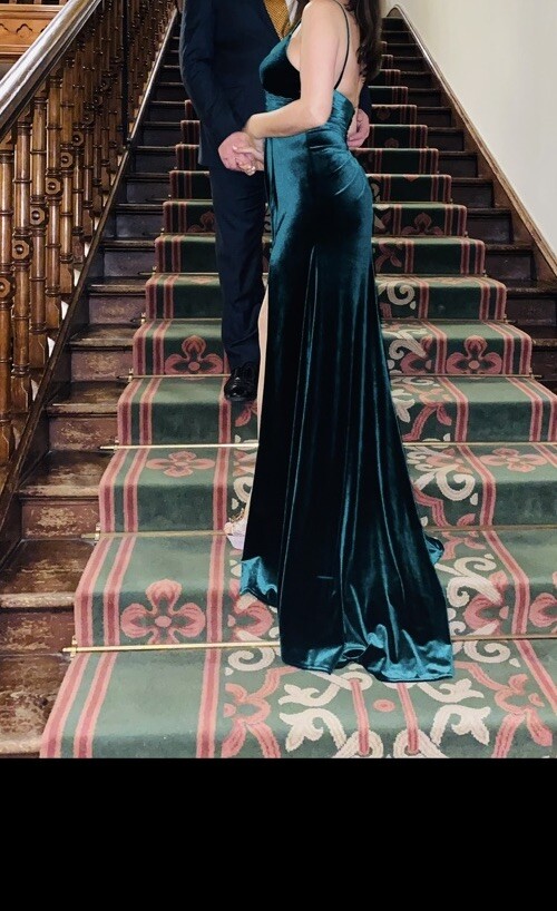 Jovani Dark Green  Velvet Long Evening Dress image 10