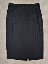 New Womens Old Navy Skirt Sz 0 Black Plaid Straight Pencil Back Slit